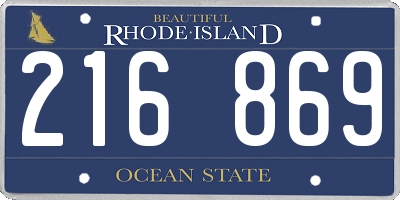 RI license plate 216869