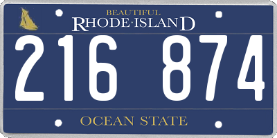 RI license plate 216874