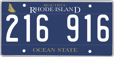 RI license plate 216916