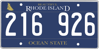 RI license plate 216926