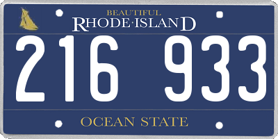 RI license plate 216933