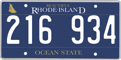 RI license plate 216934