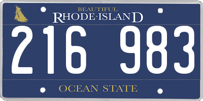 RI license plate 216983