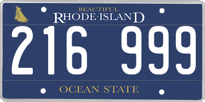 RI license plate 216999