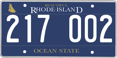 RI license plate 217002