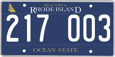 RI license plate 217003