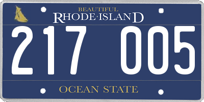 RI license plate 217005
