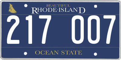 RI license plate 217007