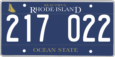 RI license plate 217022