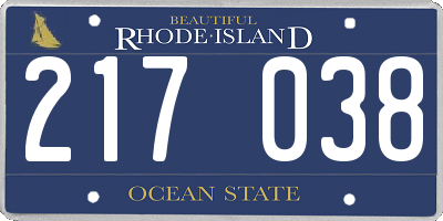 RI license plate 217038
