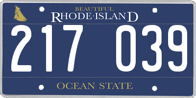 RI license plate 217039