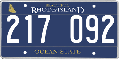RI license plate 217092