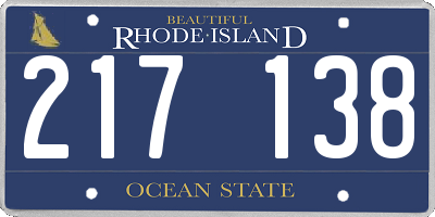 RI license plate 217138