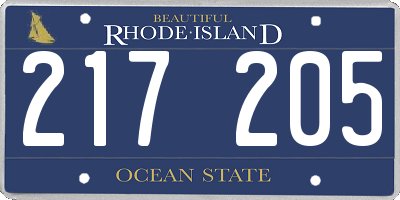 RI license plate 217205