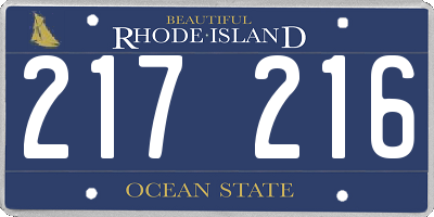 RI license plate 217216