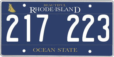 RI license plate 217223
