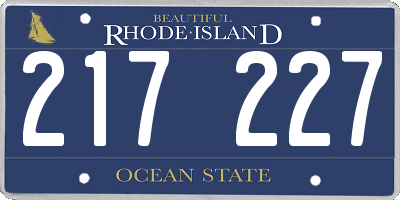 RI license plate 217227