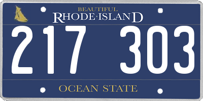 RI license plate 217303