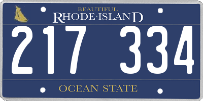 RI license plate 217334