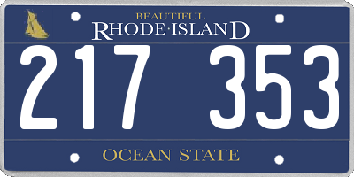 RI license plate 217353