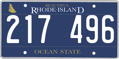 RI license plate 217496