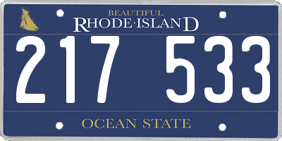 RI license plate 217533