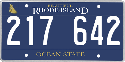 RI license plate 217642