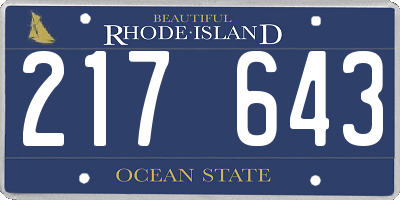 RI license plate 217643