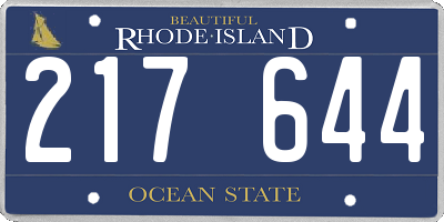 RI license plate 217644