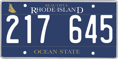 RI license plate 217645