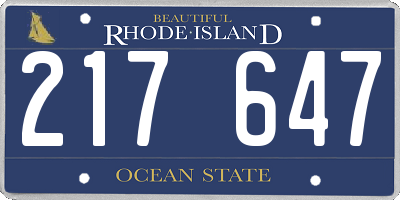 RI license plate 217647