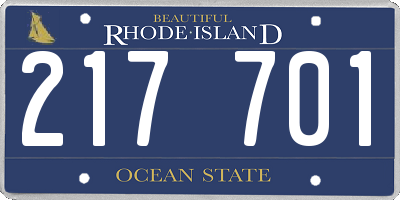 RI license plate 217701