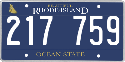 RI license plate 217759