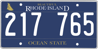 RI license plate 217765