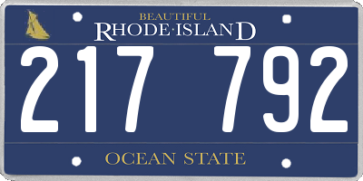 RI license plate 217792