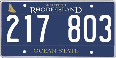 RI license plate 217803