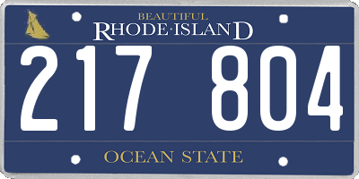 RI license plate 217804