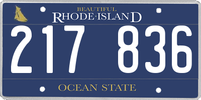 RI license plate 217836