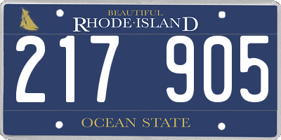 RI license plate 217905
