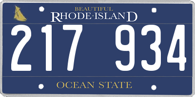 RI license plate 217934