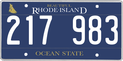 RI license plate 217983
