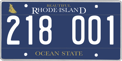 RI license plate 218001