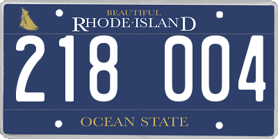 RI license plate 218004