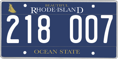 RI license plate 218007