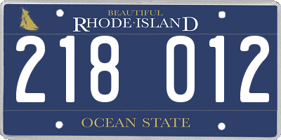 RI license plate 218012