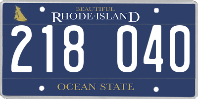 RI license plate 218040