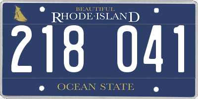 RI license plate 218041