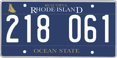 RI license plate 218061