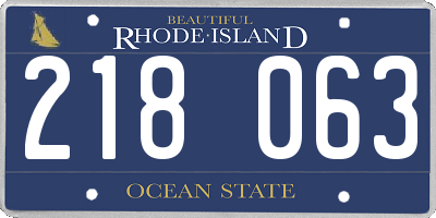 RI license plate 218063