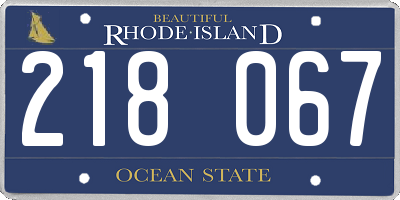 RI license plate 218067